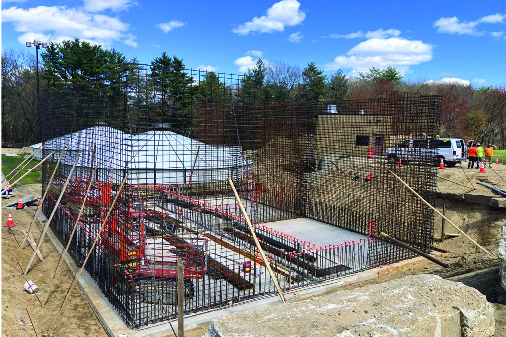 Rebar setup for construction of sludge holding tanks